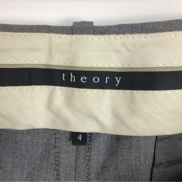 THEORY MAX C TAILOR WOOL GRAY CLASSIC TROUSERS 4 - Picture 8 of 9
